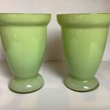 Pair of green glass paste vases