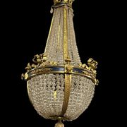 Hot air balloon chandelier in gilded bronze Louis XVI style of Napoleon III period