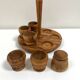 Set of 6 vintage olive wood egg cups