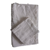 Embroidered and monogram sheet with 2 pillowcases