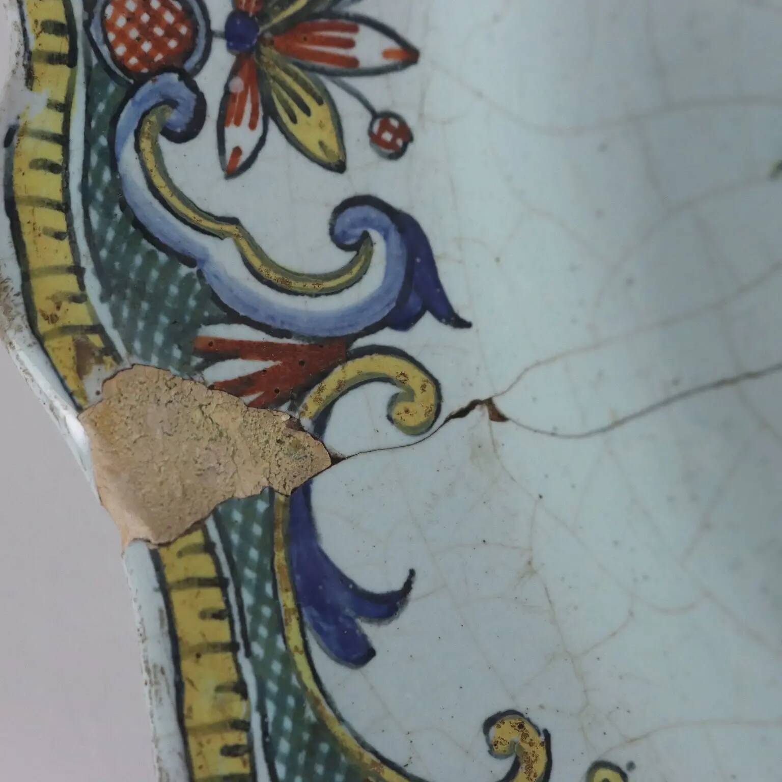Antique plate in Rouen faience, France, mid-19th century