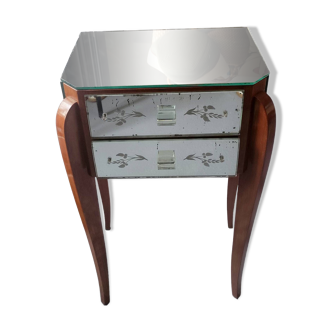 Art Deco mirrored bedside table