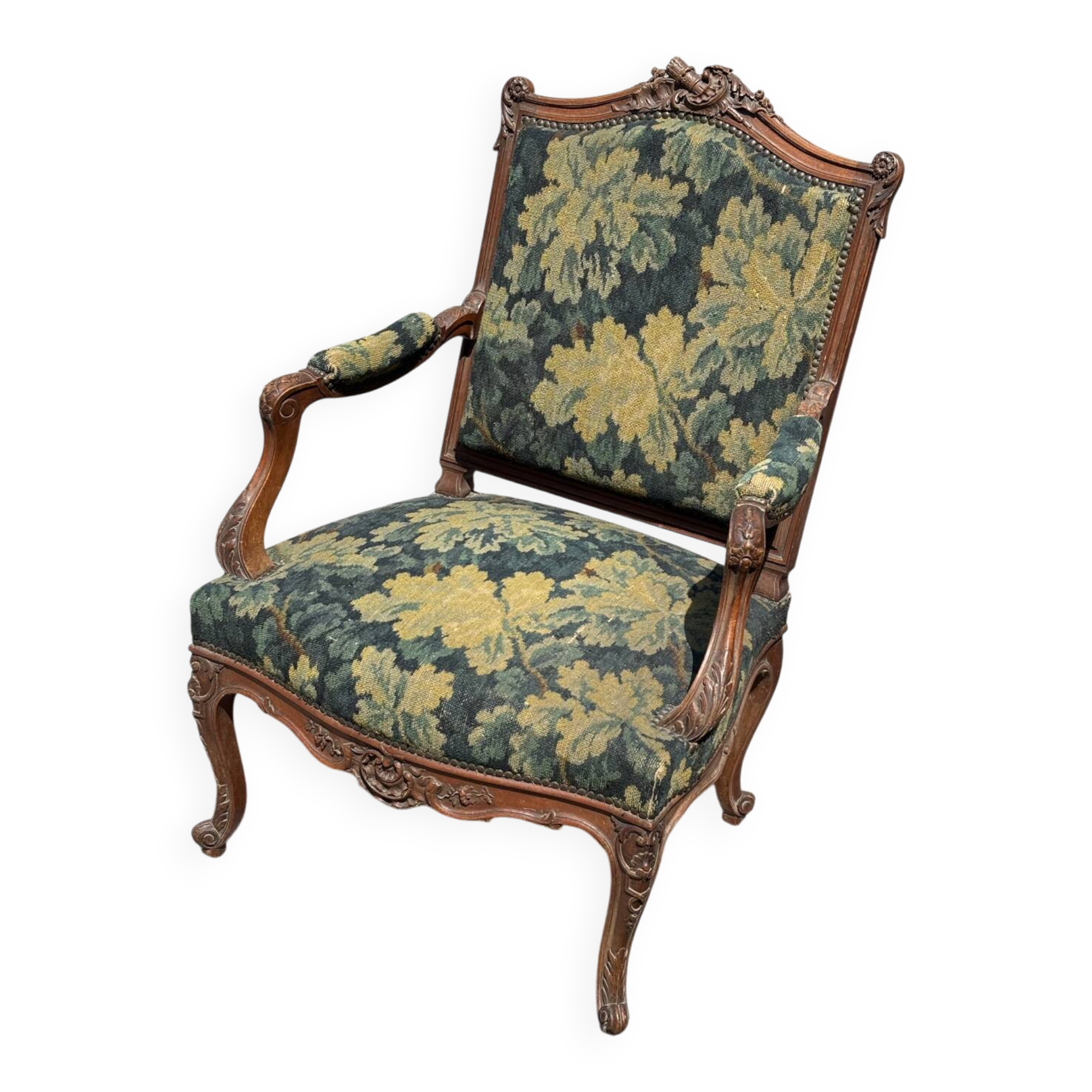 Regency armchair with plant tapestry