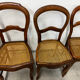 Lot de 4 chaises en cannage et bois Louis Philippe