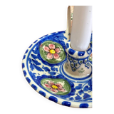 Ceramic candle holder - blue with pink flowers