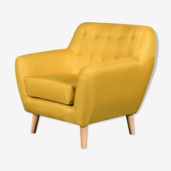 Scandinavian padded chair in yellow fabric Viky