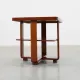 Art Deco Walnut Veneer Side Table with Shelf, Belgium, 1920s