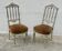 Pair of Italian chairs with lacquered wood and fabric seat.