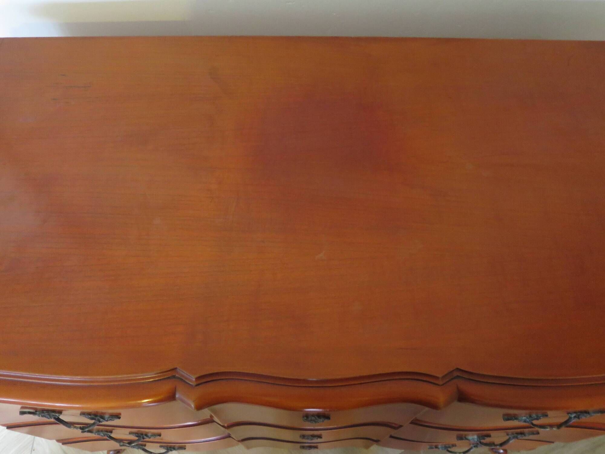 3-drawer chest of drawers in Louis XV style cherry wood, 1980s