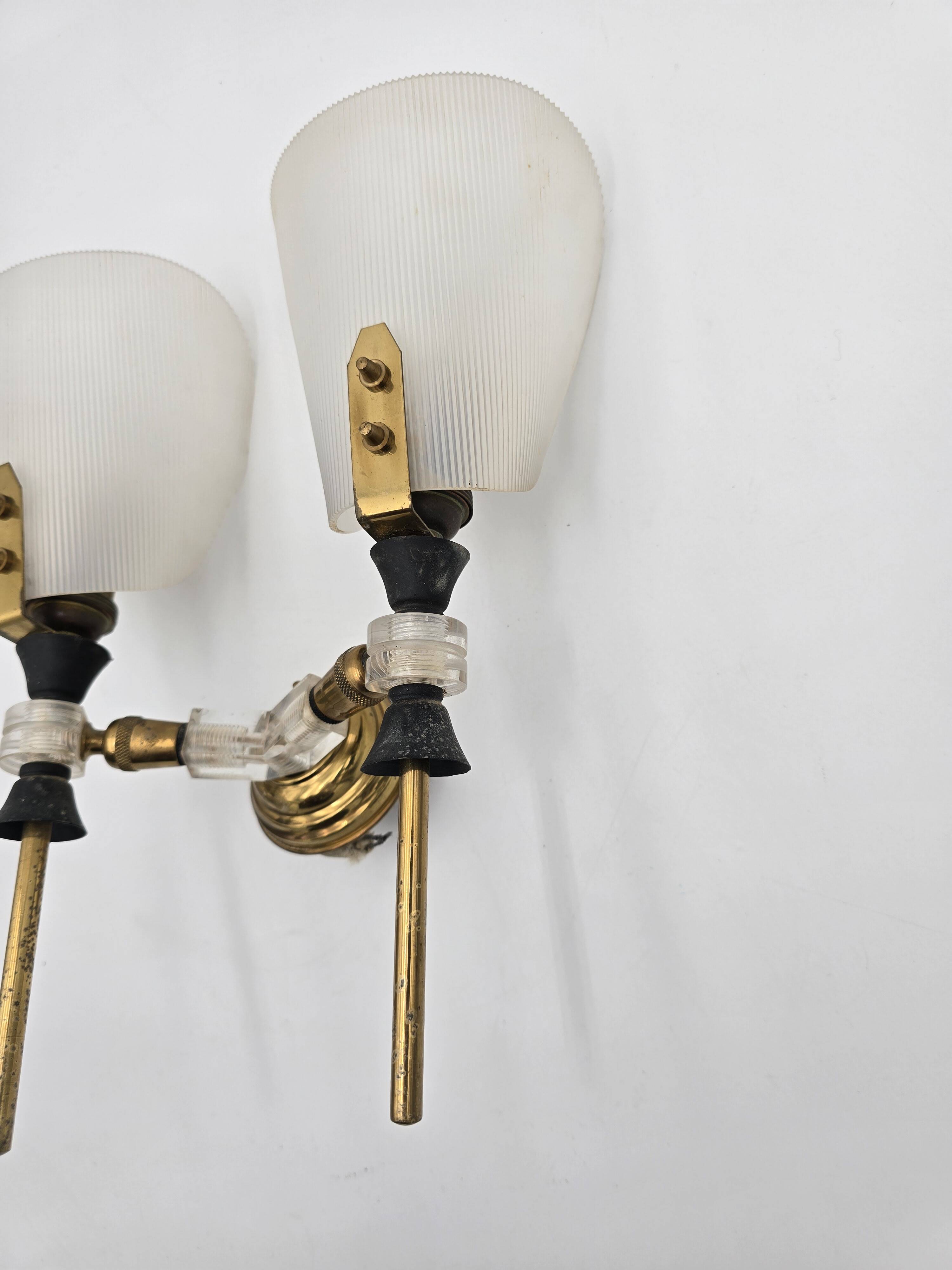 70's brass and plexiglass wall light