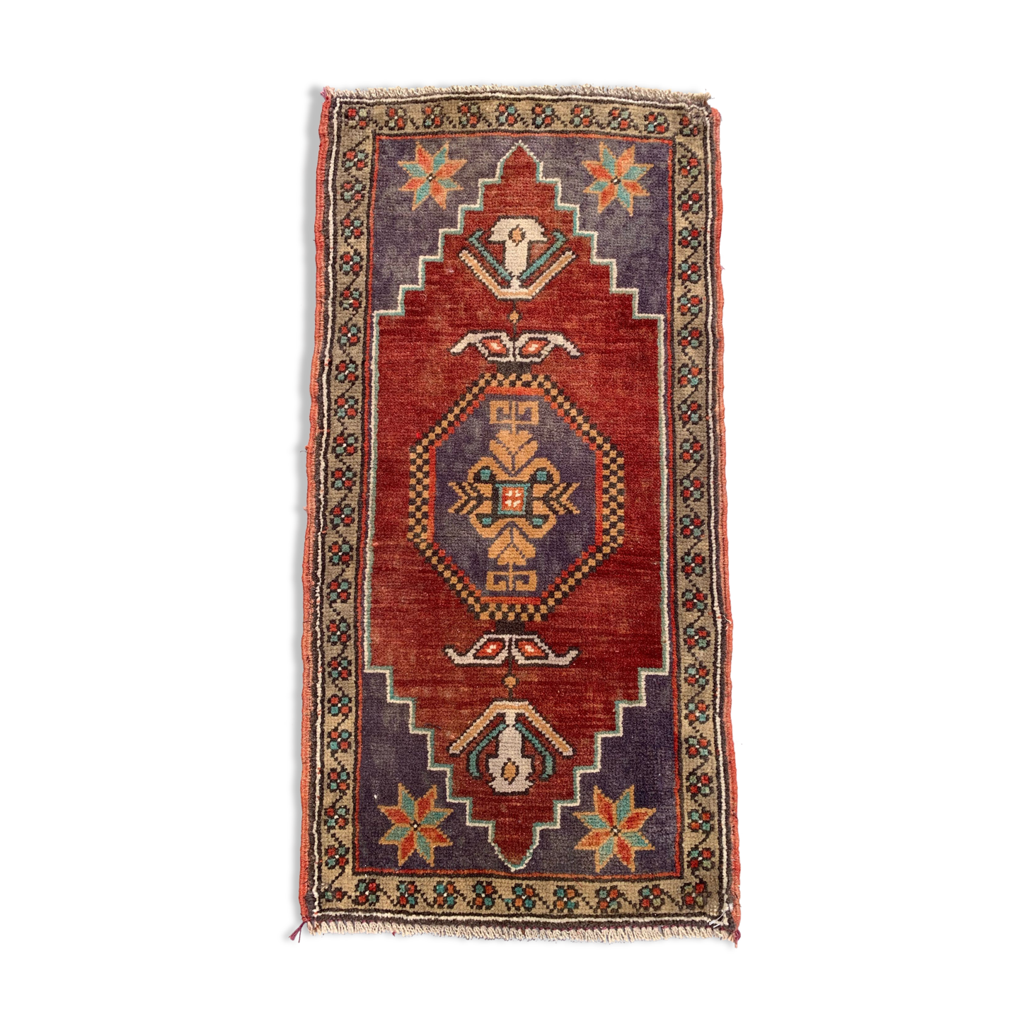 Small Vintage Turkish Rug 98x49 cm, Short Runner, Tribal, Shabby Chic