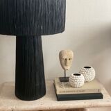 Minimalist black raffia bedside table lamp size L