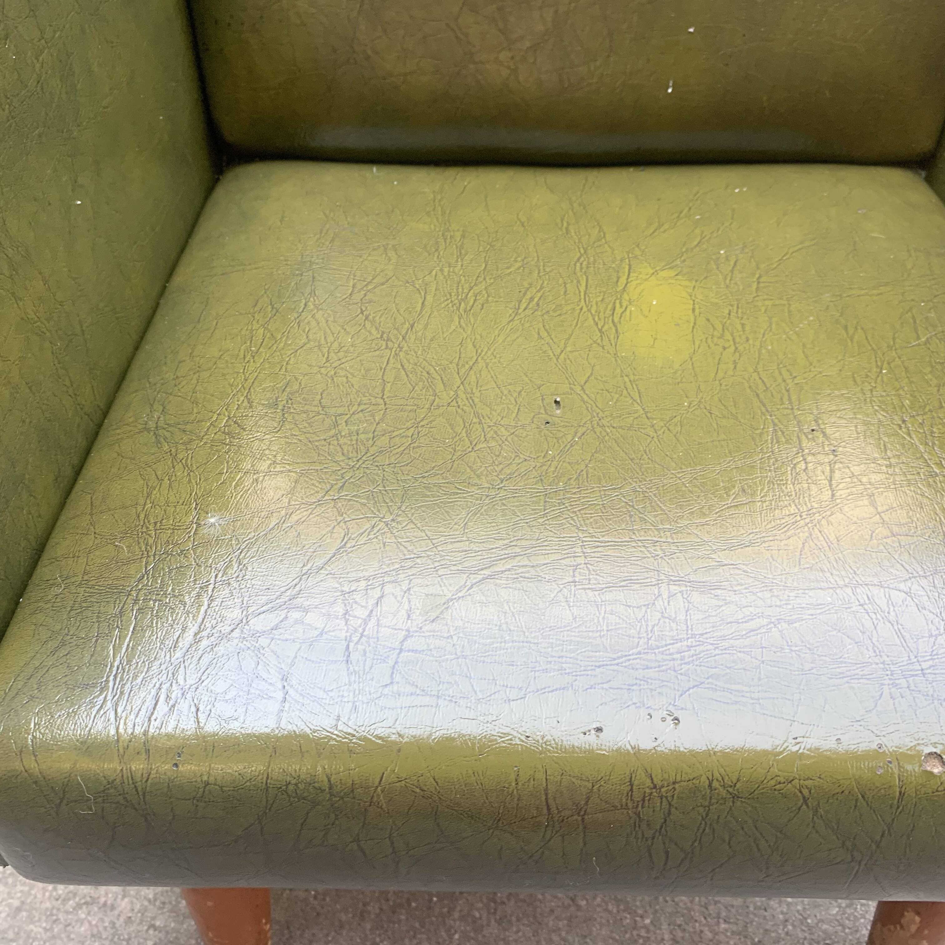 Vintage children's armchair in green skai