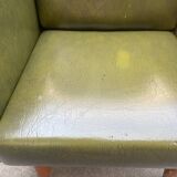 Vintage children's armchair in green skai
