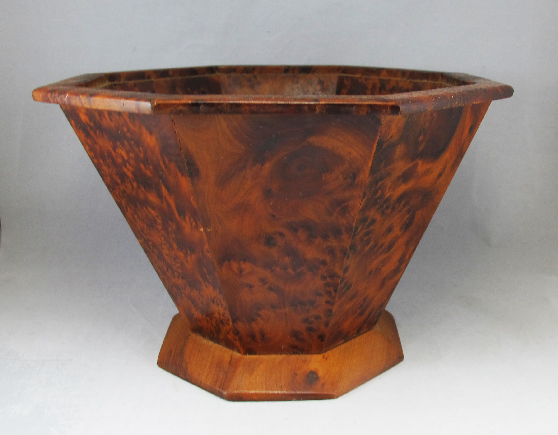 Basket or empty wooden pocket and cedar magnifying glass veneer