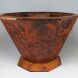 Basket or empty wooden pocket and cedar magnifying glass veneer
