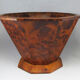 Basket or empty wooden pocket and cedar magnifying glass veneer