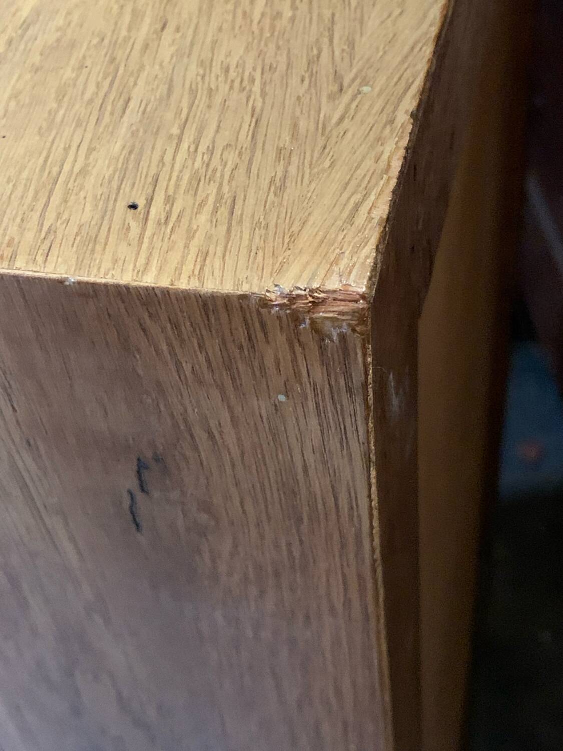 Chest of drawers with compass feet, raw wood, 1950s