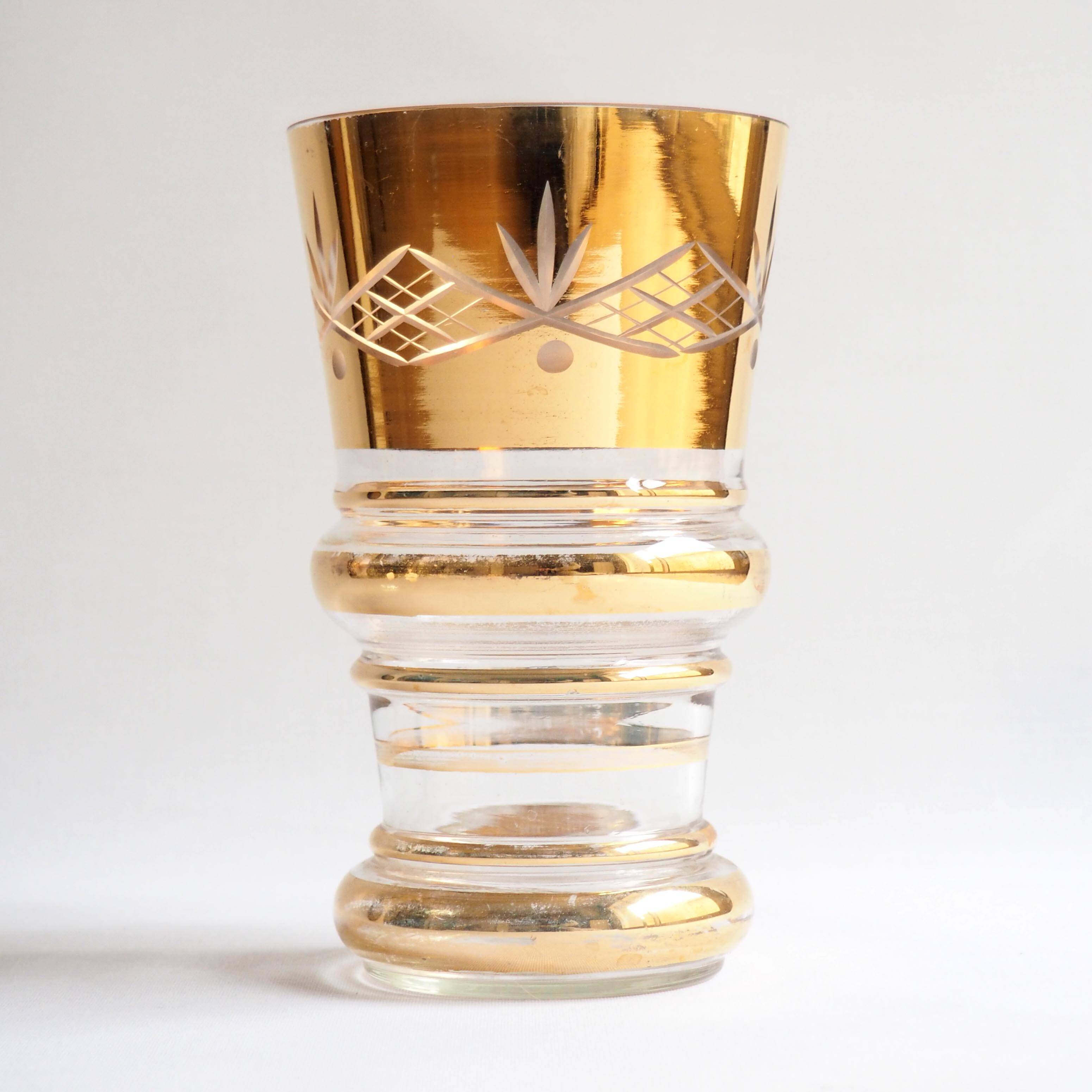 Glass and gold vase 1940s