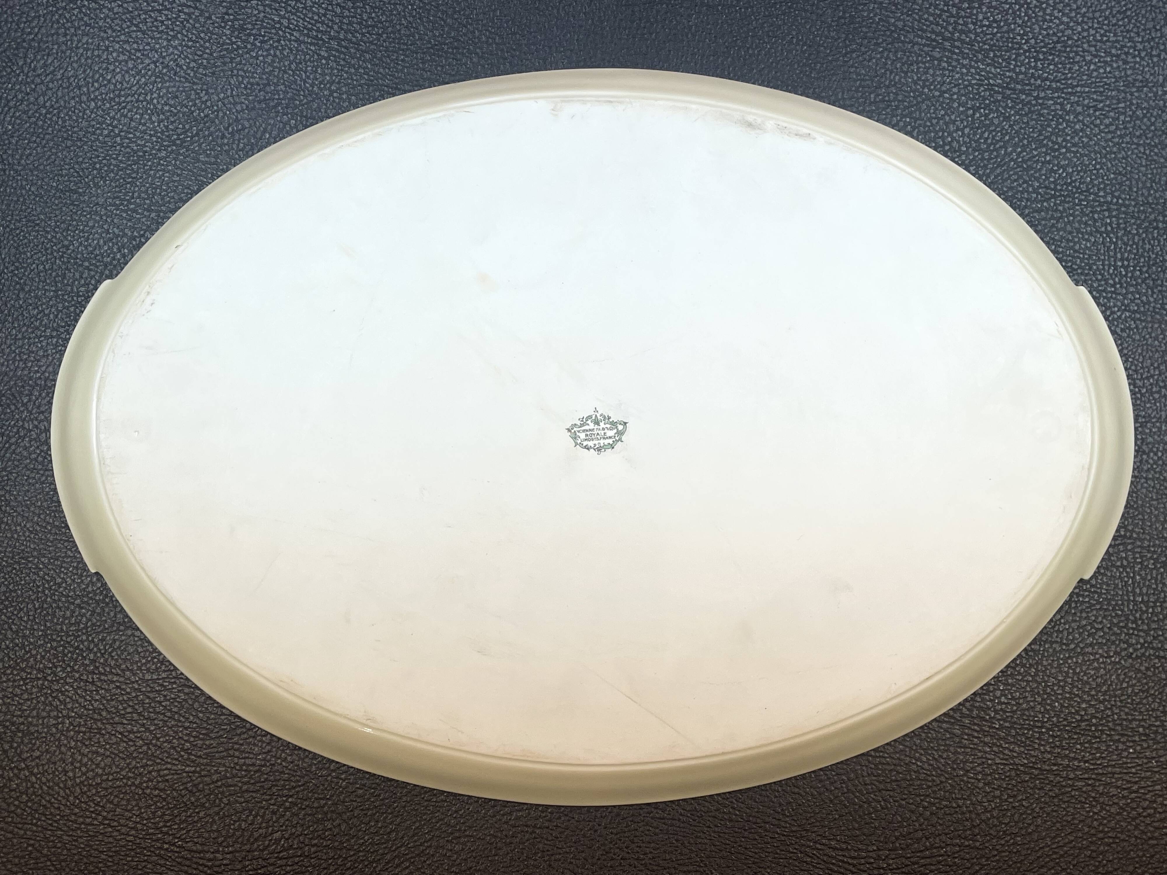 Large oblong dish old fabrique royale limoges signed d'artois 49 cm