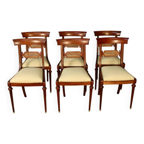6 chaises de la marque Pierrefeu , fabricant lyonnais, acajou