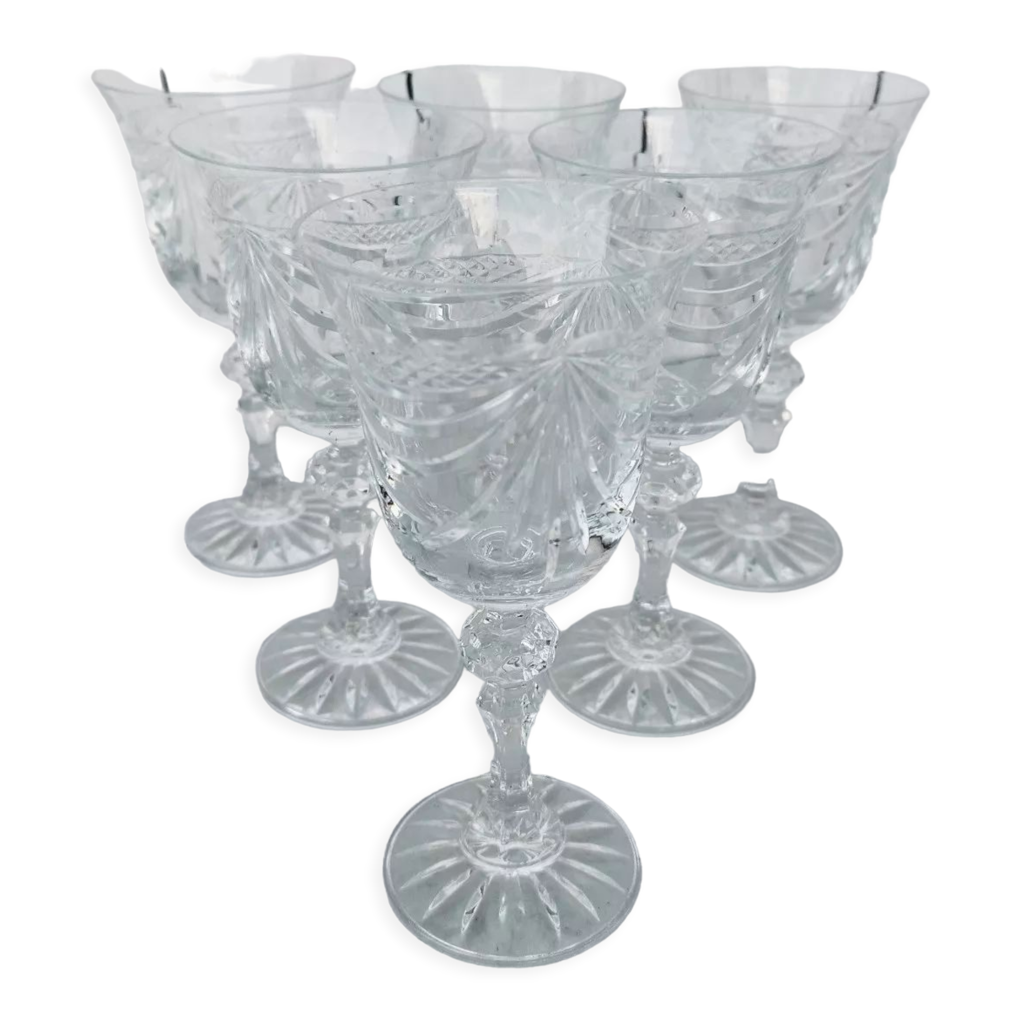 Verres à vin en cristal frise rubans vintage