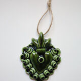 Decorative heart in green ceramic "pearls"