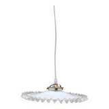 Suspension en opaline blanche crantée