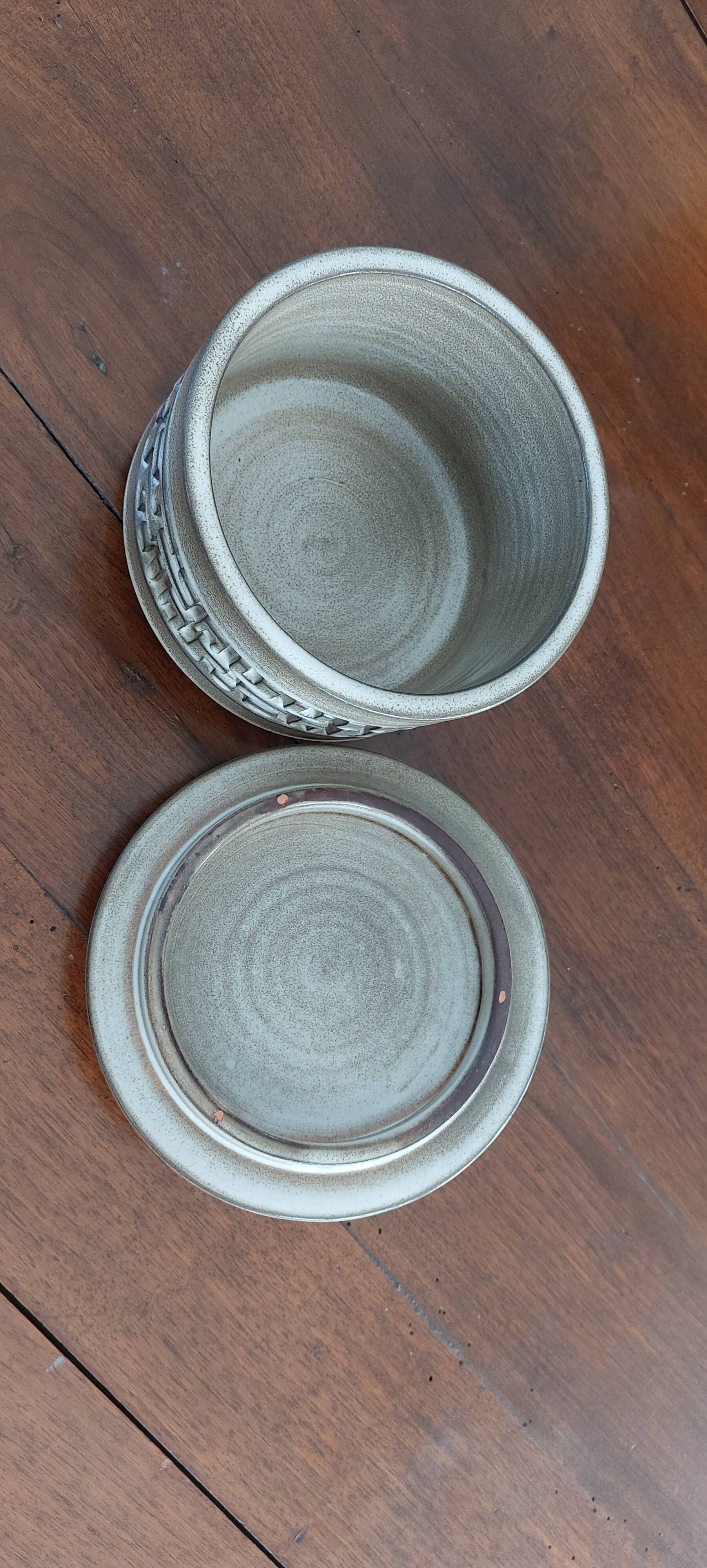 Vallauris ceramic box, 1960s, signed Huguette Bessone