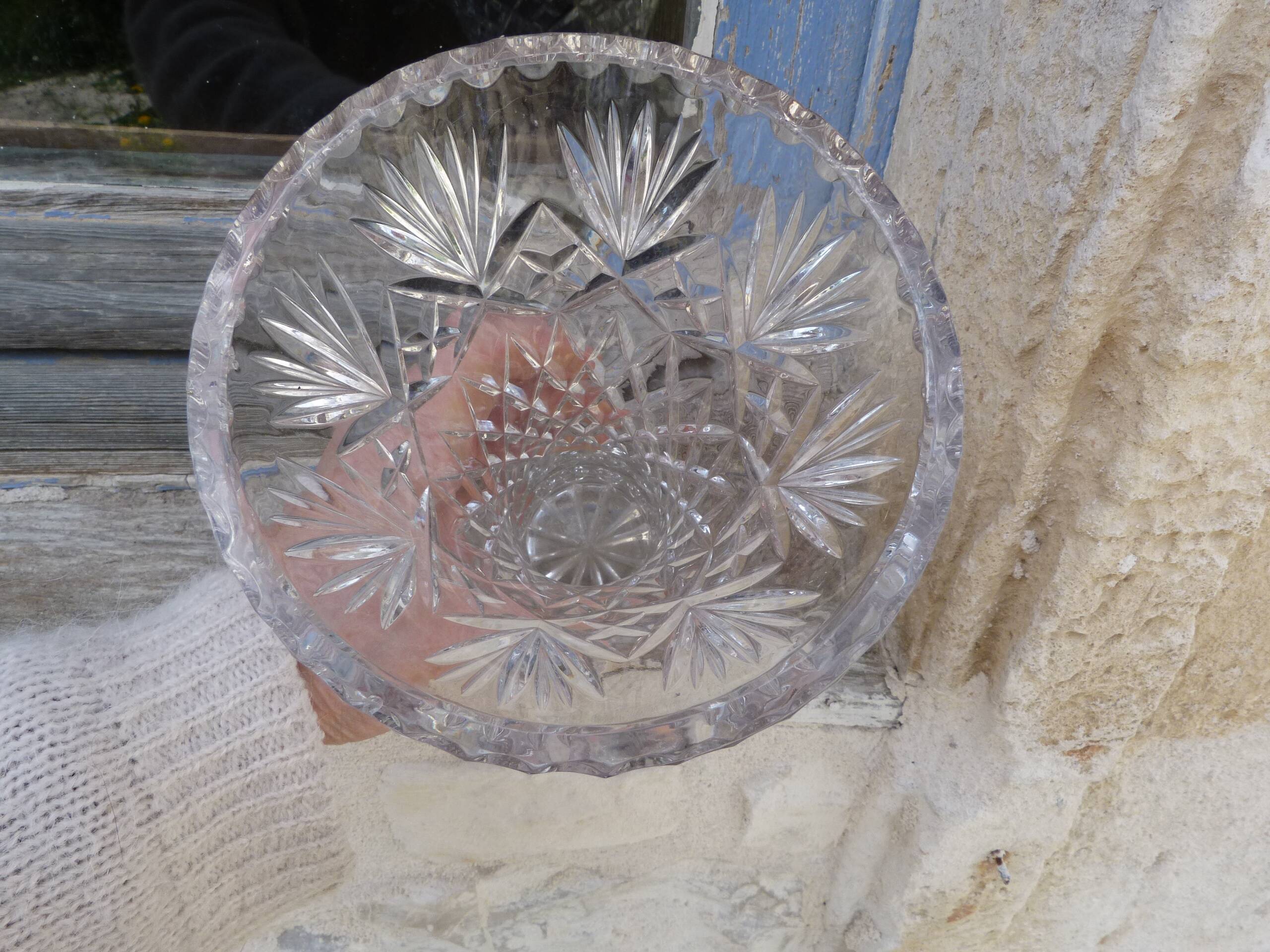 Flared cut crystal vase