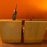 Art Deco bronze and sycamore bookends pair