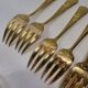 Gold metal fish cutlery, knives and forks 24 pieces