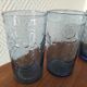 Set of 3 blue glasses with marine decor (anchor, rudder, sea)
