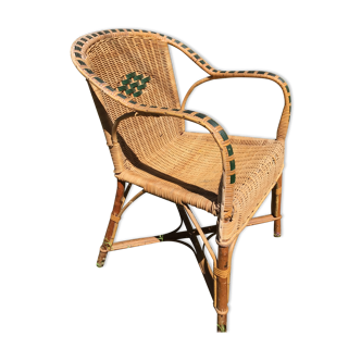 Wicker and rattan armchair 60s
