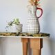 Tapered leg console table - bean-shaped canvas top