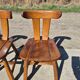 Brutalist set solid oak round dining table 4 chairs Depuydt Belgium