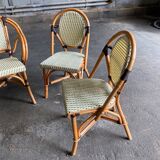 Set of 2 armchairs and 2 Parisian bistro chairs in rattan
