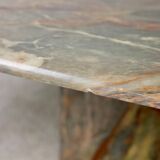 Coffee table in green marble and coral