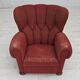 1960s, Danish relax armchair, original red furniture wool, oak wood legs.