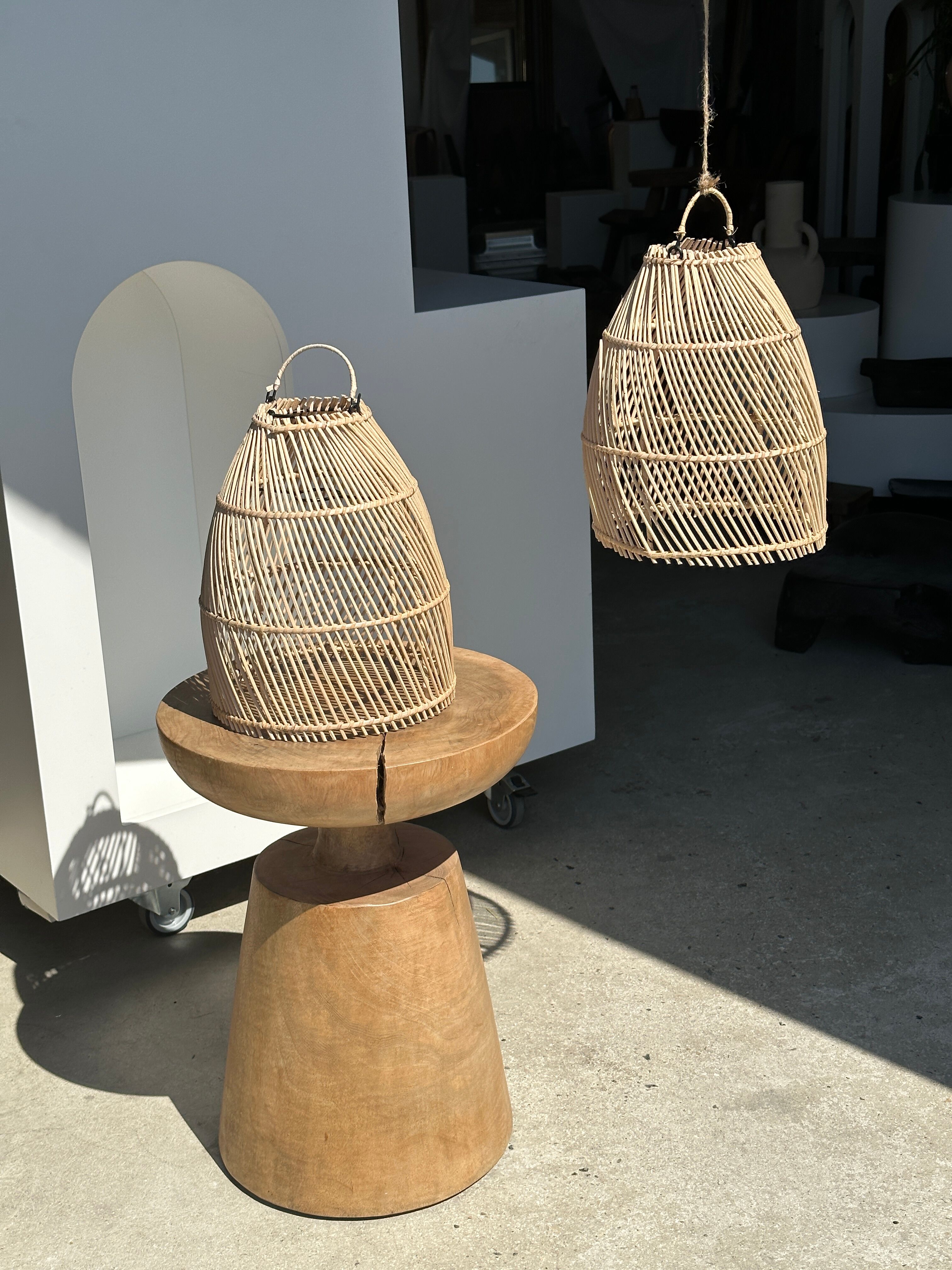 Suspension en rotin en forme de cloche d25 h28