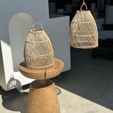 Rattan pendant lamp in the shape of bell D25 H28