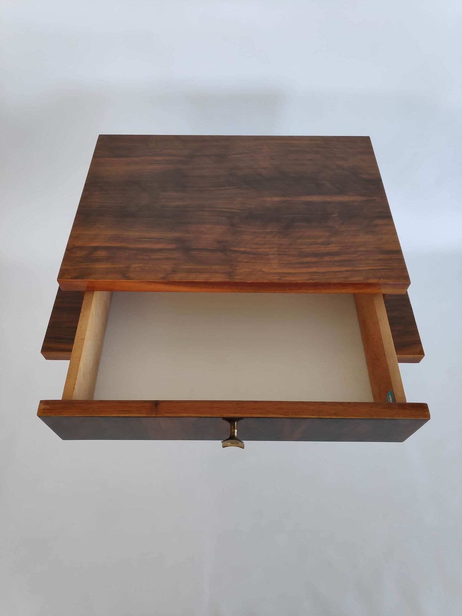 Bedside table in varnished wood veneer of the years 60