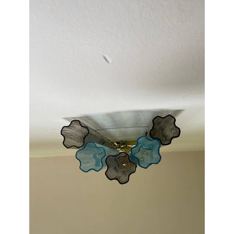 Applique contemporaine en verre de Murano bleu