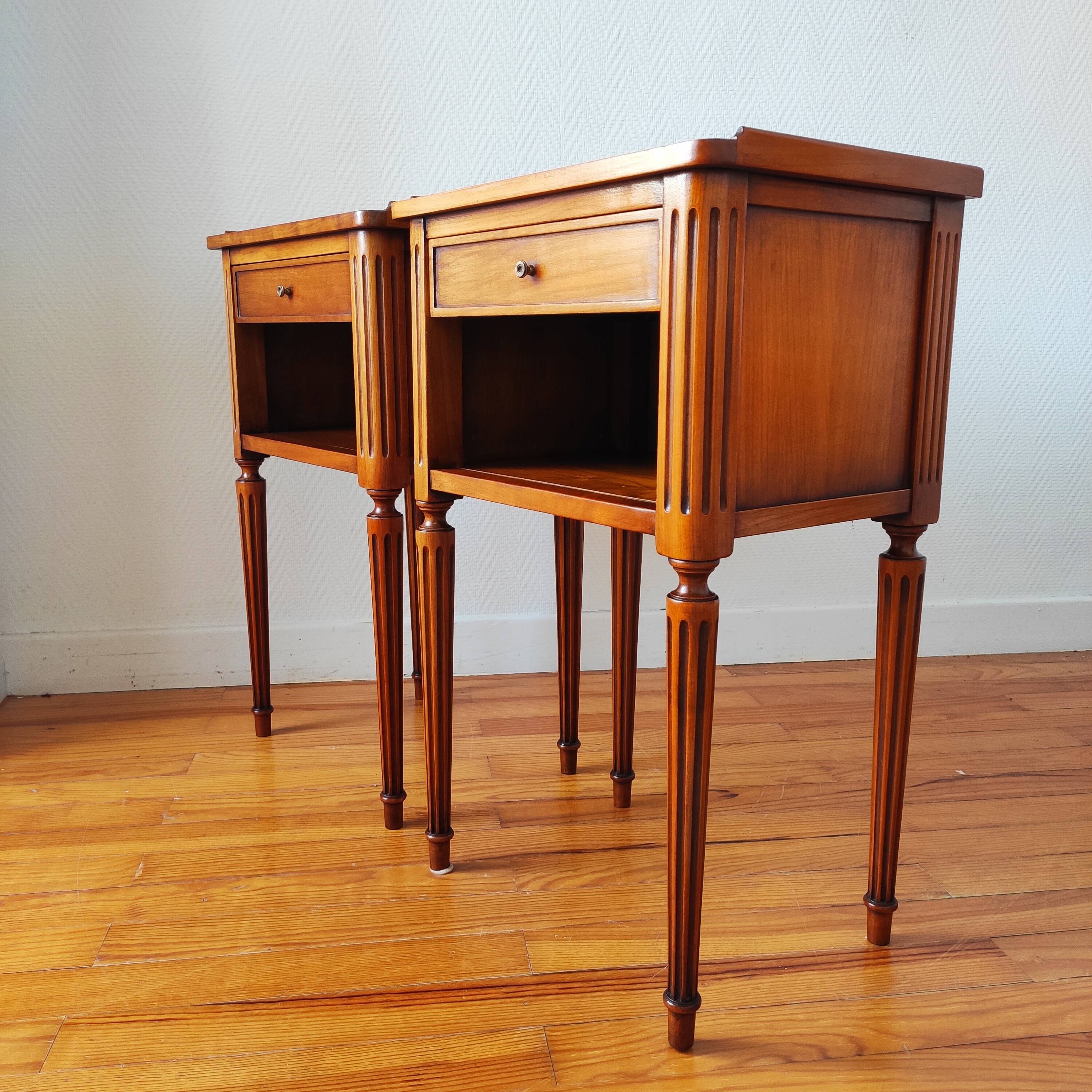 Pair of Louis XVI style bedside tables