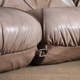 Patate modular sofa in original light brown leather, Airborne France 1970s