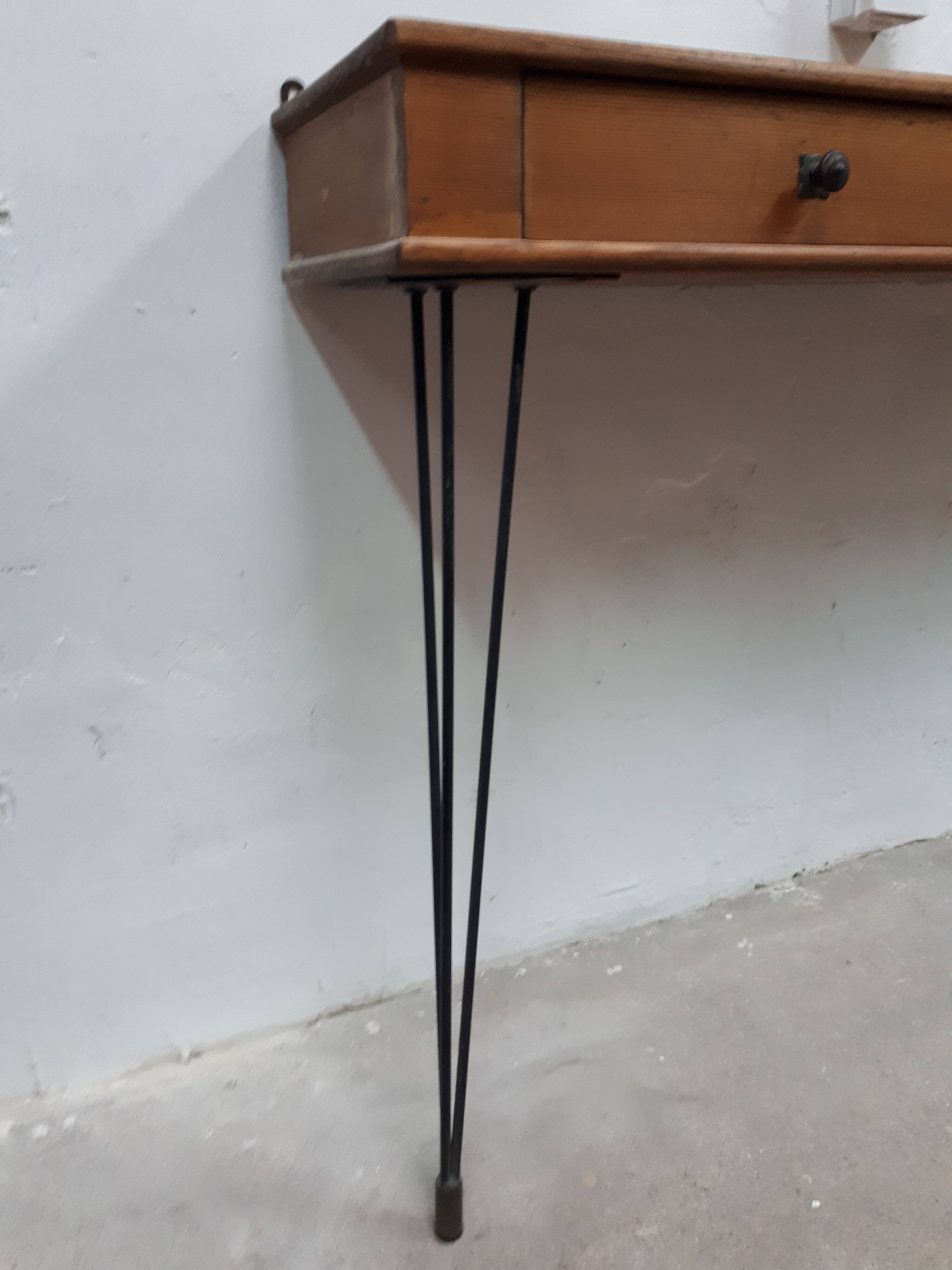 Console bois pieds métal 2 tiroirs