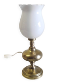 Table lamp in gilded brass and opaline globe - mid 20th century