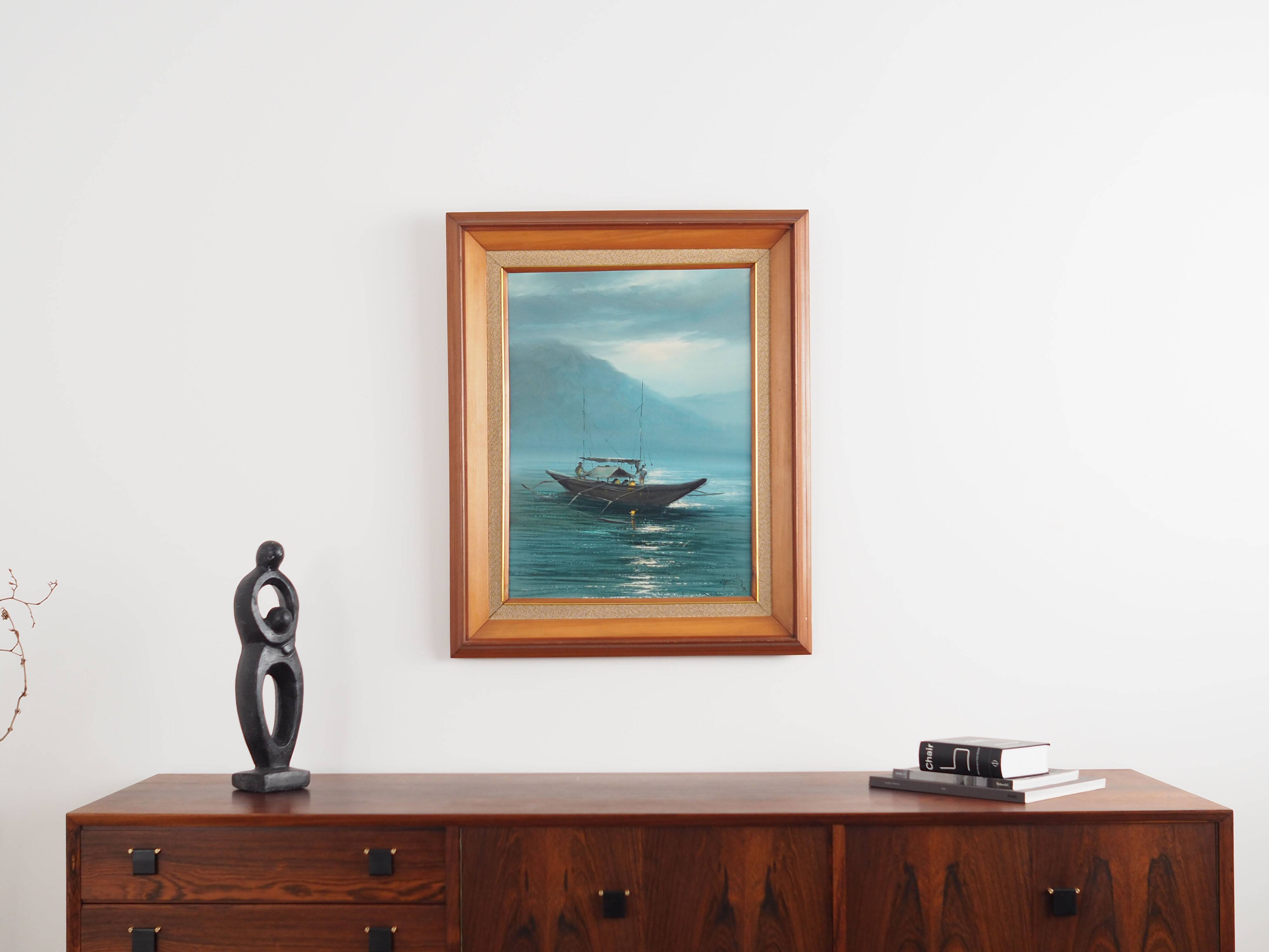 Painting „The Night Fishing”, Scandinavian design, 1970s