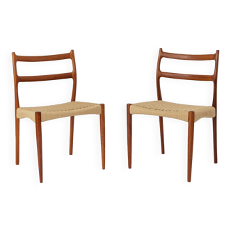 2 Søren Ladefoged chairs, teak, 1960s, papercord seat, dining chairs, set of 2