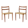 2 Søren Ladefoged chairs, teak, 1960s, papercord seat, dining chairs, set of 2